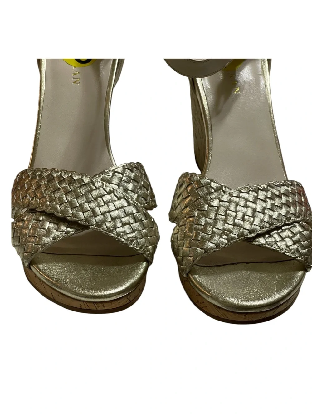 COLE HAAN NIKE AIR GOLD METALLIC WEDGE ESPADRILLES SZ 9 MED